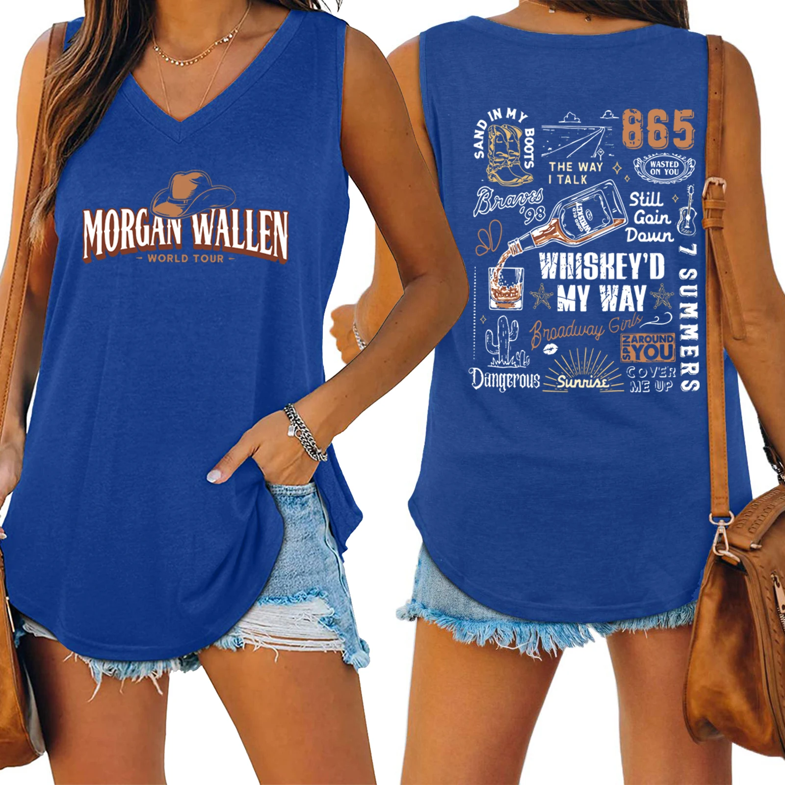 Wallen Tour 2024 Country Western V-Neck Tshirt for Women