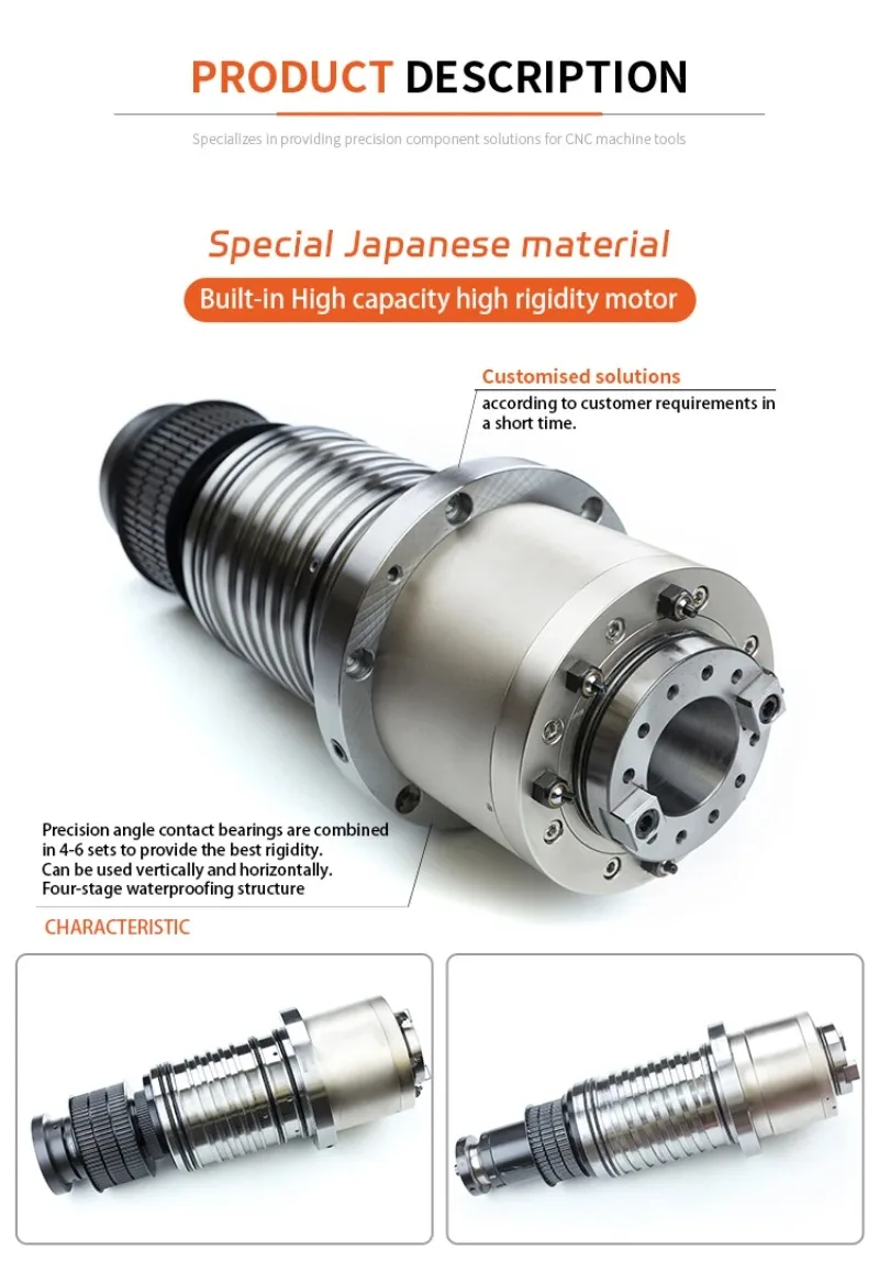 

High Rigidity Belt-Driven Spindle Motor Precision Structural Manufacturing Vertical Horizontal Automatic Tool Change BT40 Nose