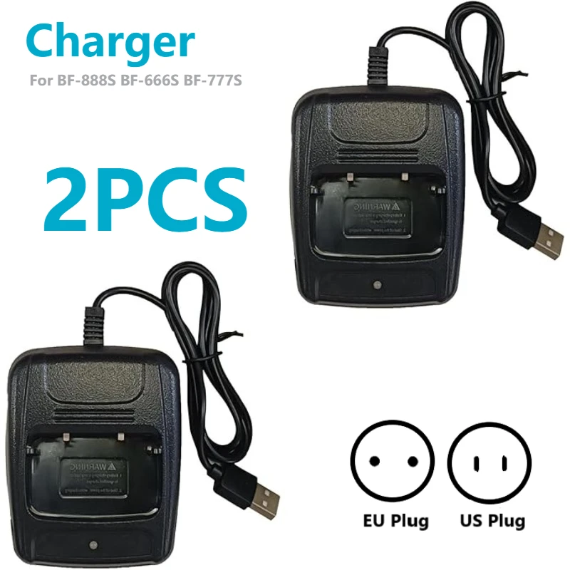 

2Pack BF-888S Charger USB Plug Adapter Replacemeny for BF-777S Walkie Talkie for Adult Two Way Radio Charger Dock with Indicator