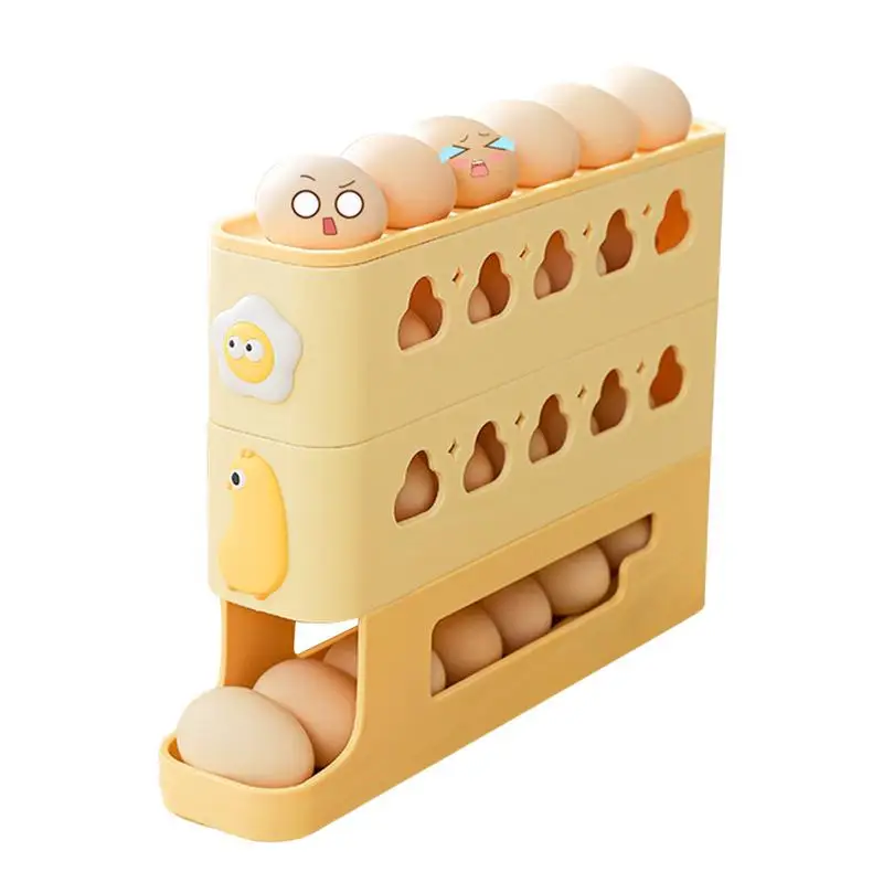 

Egg Organizer For Refrigerator Fridge Side Scrolling Egg Organizer Rack 3-Layer Reusable Rack Kitchen Food Preservation Tray For