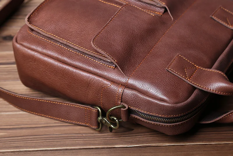 NZPJ Neue Retro Leder herren Handtasche Top Schicht Rindsleder Vertikale Einzigen Schulter Umhängetasche Briefträger Aktentasche Computer Tasche – Detail 13