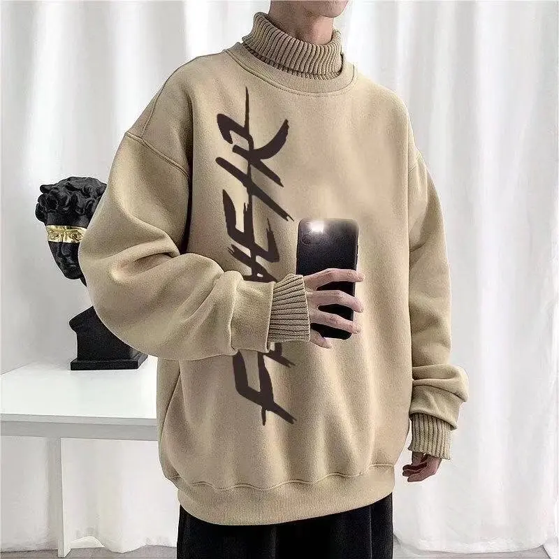 

Мужская толстовка Thiened Fce с высоким воротником, свободного кроя, в корейском стиле, осенне-зимняя, новая, для пар, модная повседневная одежда