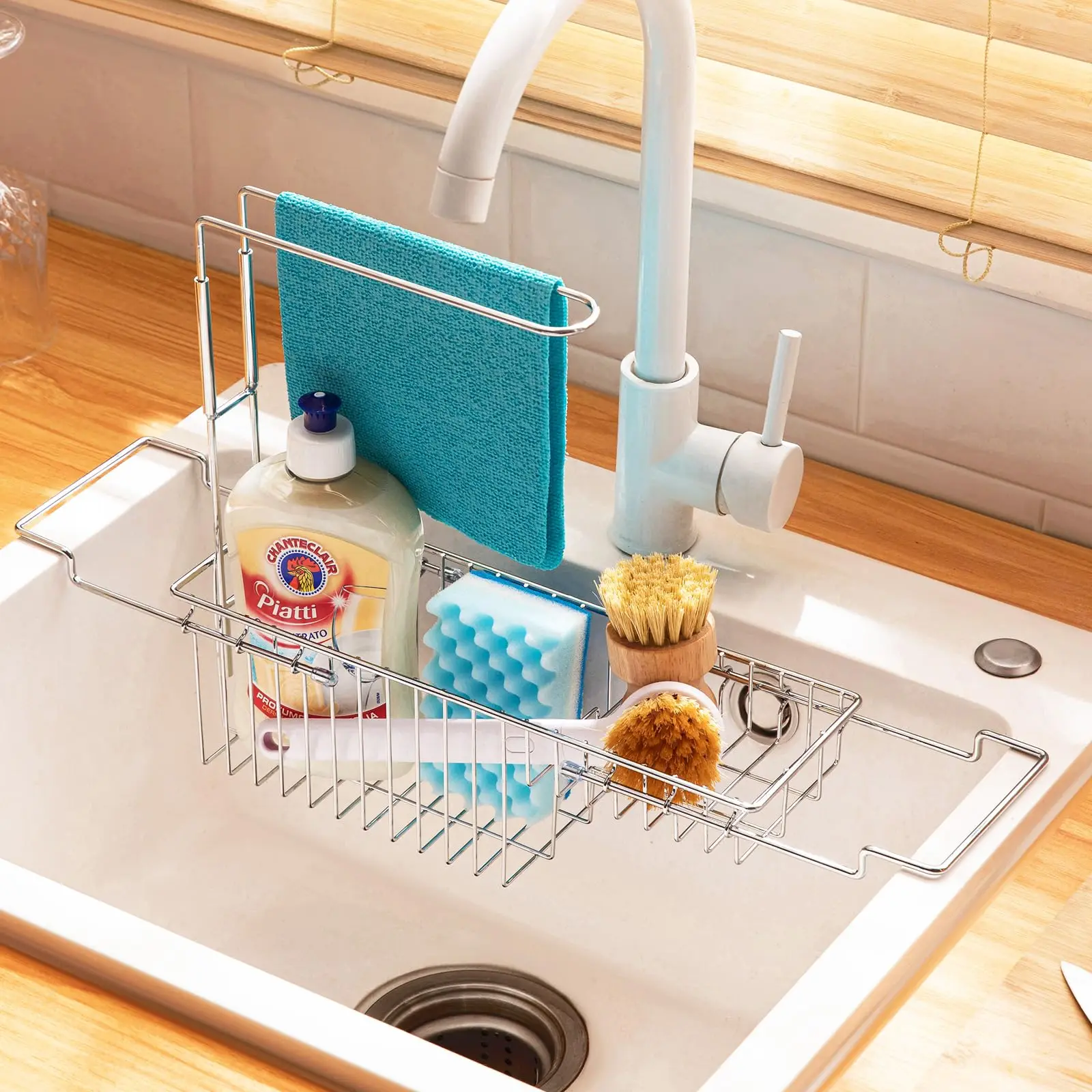 

TAILI Telescopic Sink Caddy Kitchen Sink Organizer Expandable Sponge Holder Hanging Sink Caddy Organizer Rack for Sponge