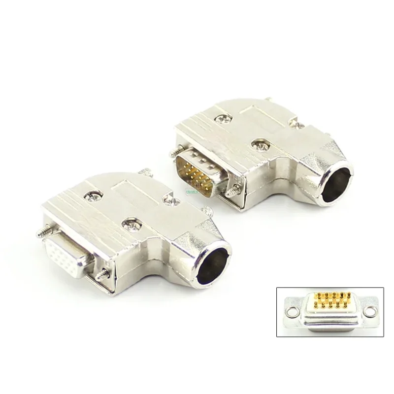 

1Pcs VGA Female Head Welding Head Projection DB15 3 Rows 15 Hole Male 90 Degree Right Angle Bend Outlet