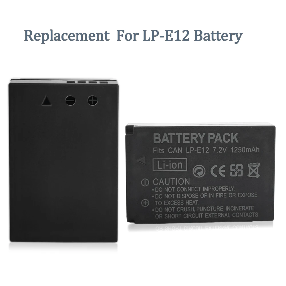 LP-E12  E12 LPE12 Two Battery For Canon EOS M M2 M10 M50 M100 M200 EOS Kiss X7  EOS Rebel SL1 DSLR Camera