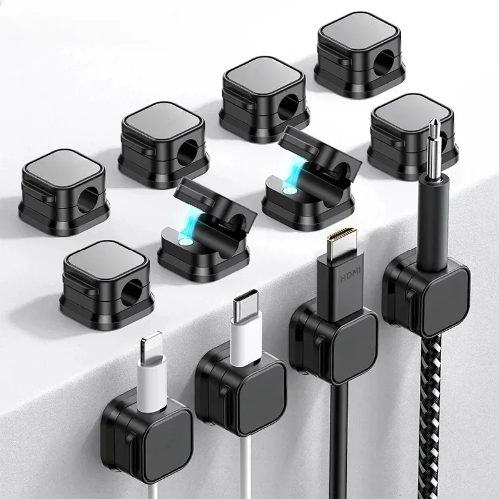 Magnetic Strong ​Cable Clips Adjustable Cord Holder | Adhesive Under Desk Mgmt Organizer for Home Office Car Wall Desktop​​