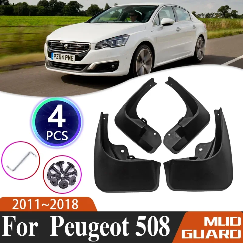 4 PCS Car Mudguards For Peugeot 508 W23 2011~2018 Car Anti-splash Mud Flaps Guard Splash Flap Fenders Auto Exterior Accessories