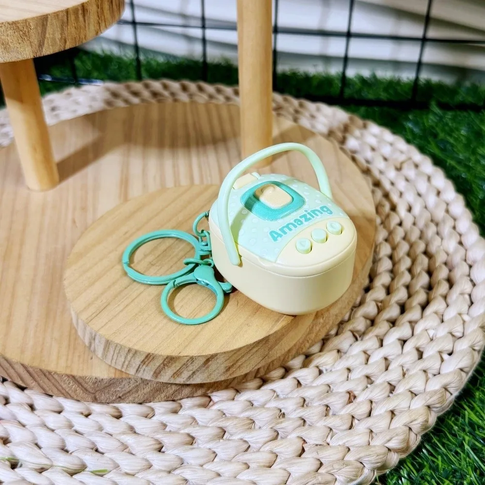 Creative Plastic Rice Cooker Keychain Cute Funny Sound Making Keychain Cartoon Voice Recorder Keychain Backpack Decoration
