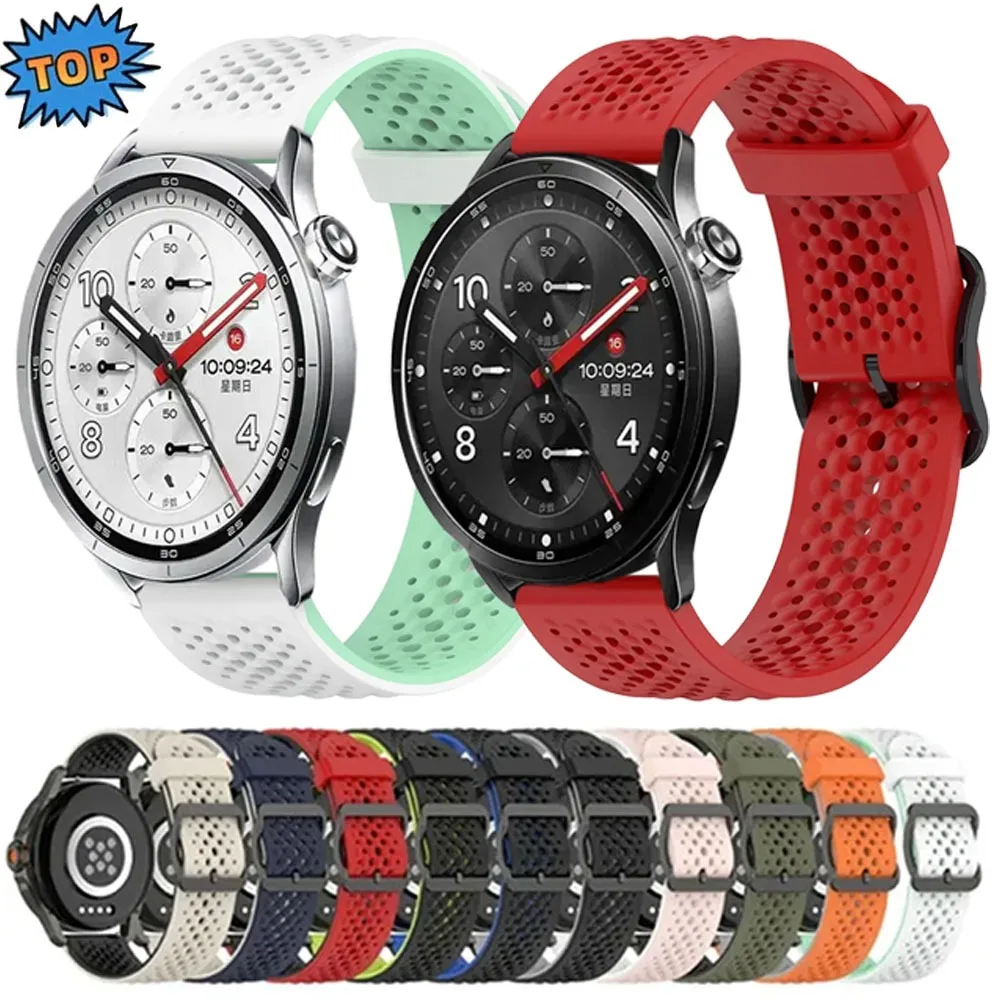 20mm 22mm Soft Breathable Silicone Strap for Xiaomi Watch 5 S5 S4 S3-2 Bracelet Oneplus Watch 4 3 2 LIte OPPO Watch S X3 X2 Band