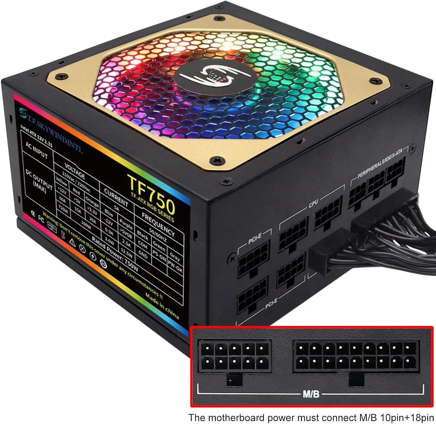 750 واط ATX مصدر الطاقة وحدات كاملة 80 زائد البرونزية ألعاب الكمبيوتر إمدادات الطاقة دعم وحدة المعالجة المركزية المزدوجة #4