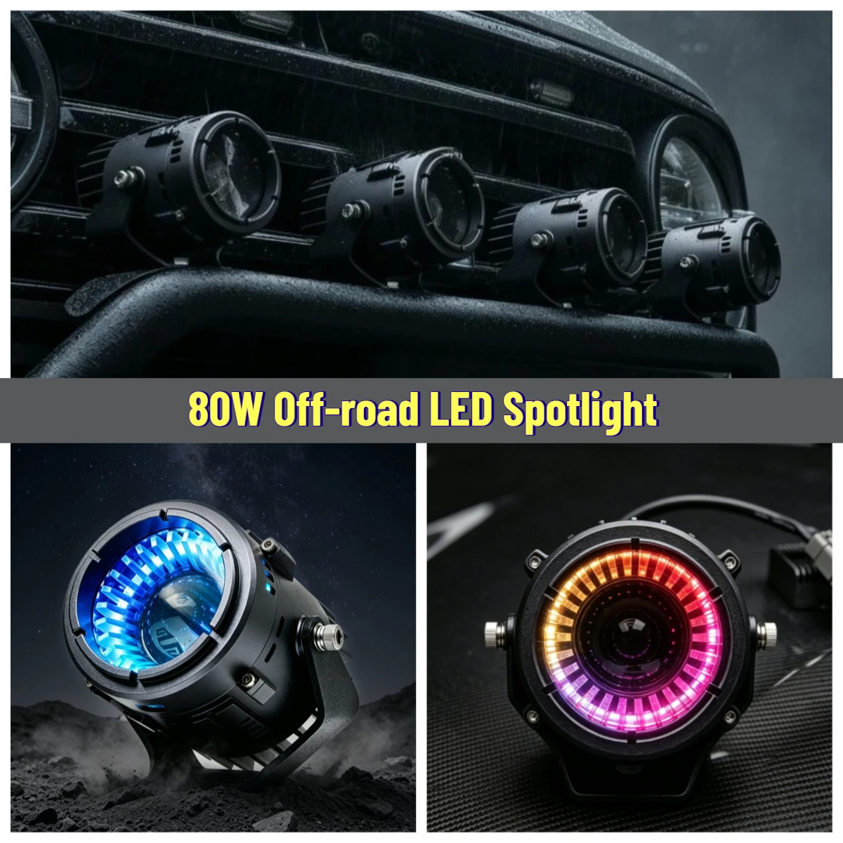 Car Spotlight 160W Off-road LED High Beam Auxiliary Light SUV Pickup Modified Searchlight Yellow Spotlight for Tank 300 for Jeep