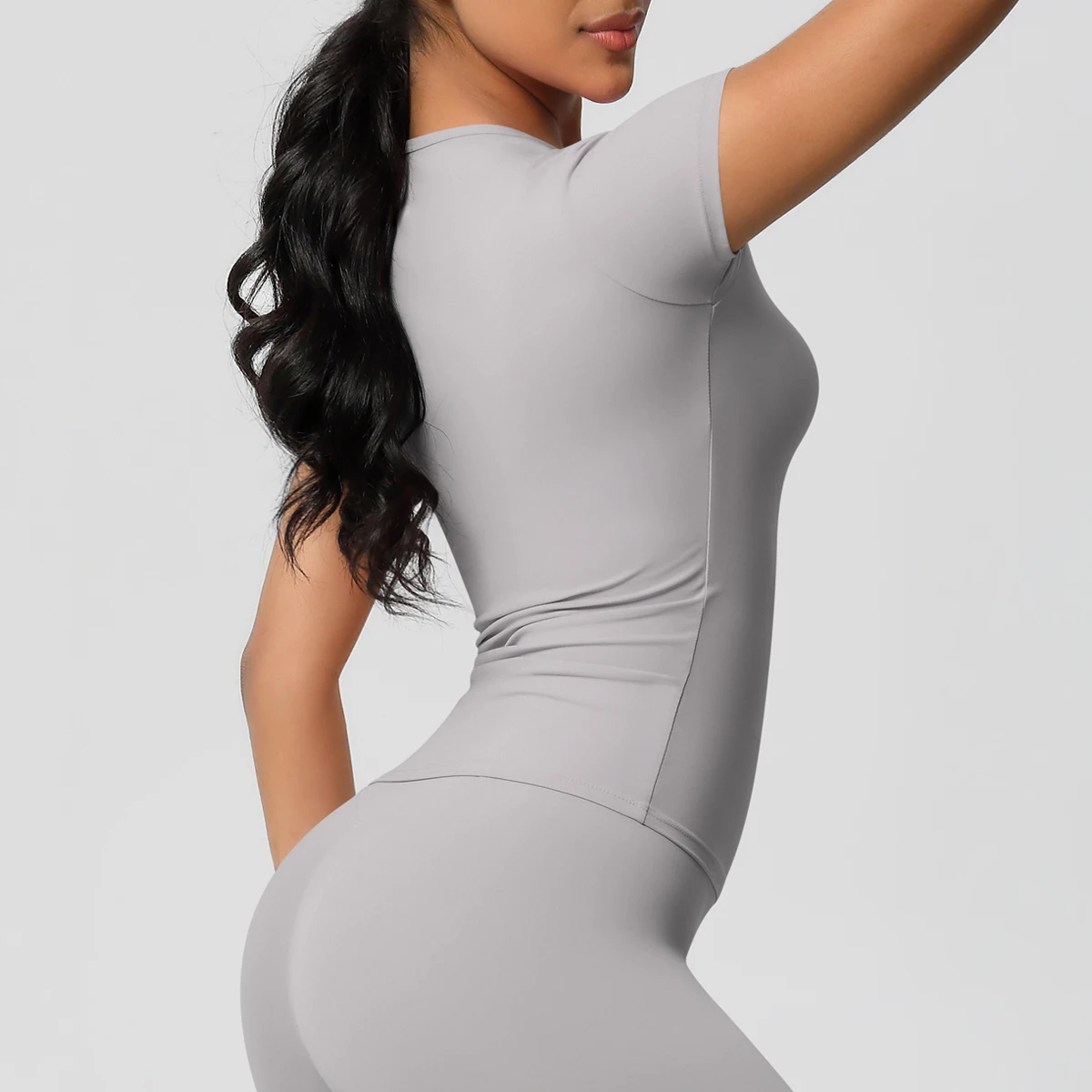 Workout Dry Fit Atmungsaktives Hochelastisches Sport-Top Gym Fitness Wear T-Shirt Damen Casual Outdoor Top – Detail 30