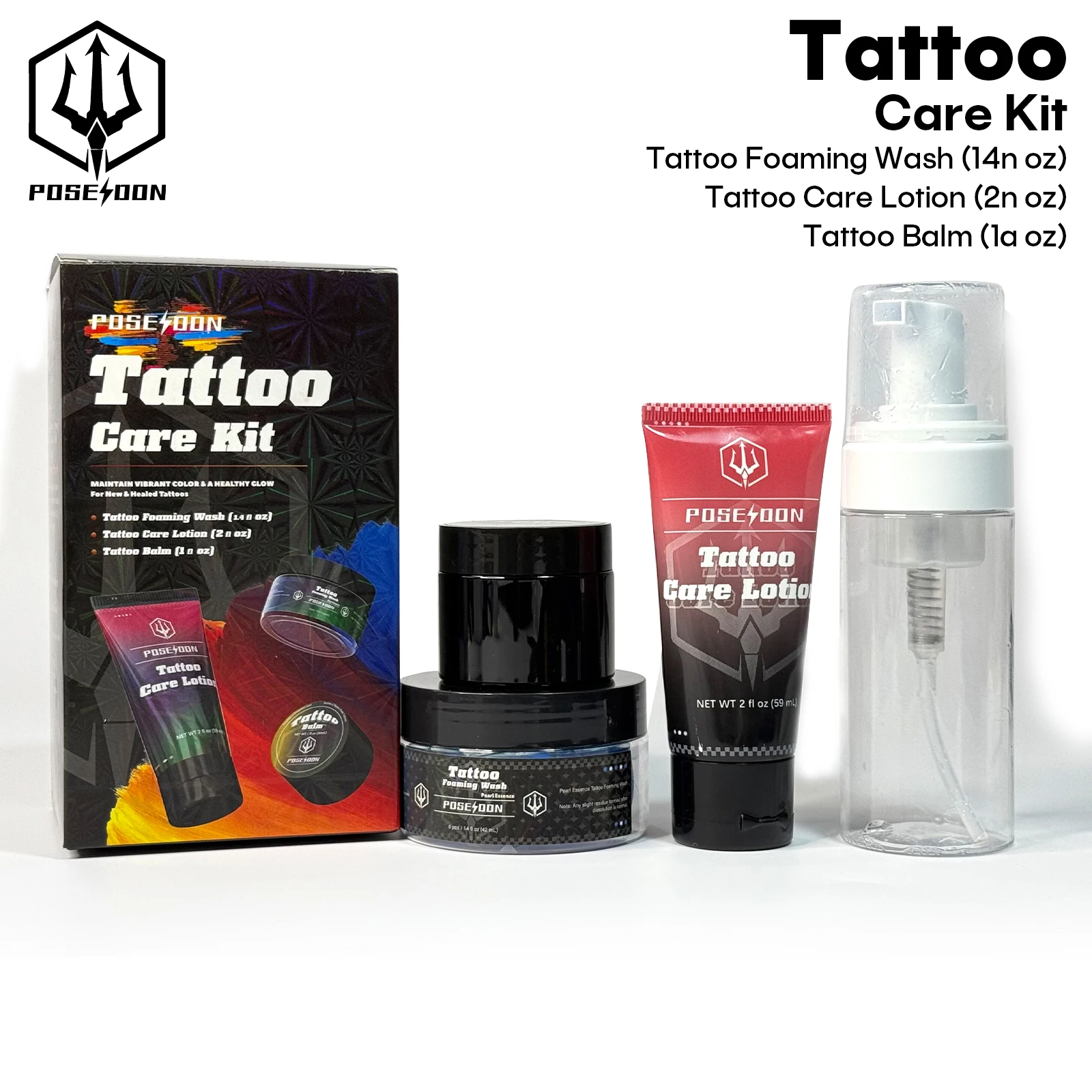 POSEIDON Tattoo Care Kit New Tattoo Care Kit With Tattoo Foaming Wash Tattoo Care Lotion Tattoo Care Lotion Tattoo Supplies