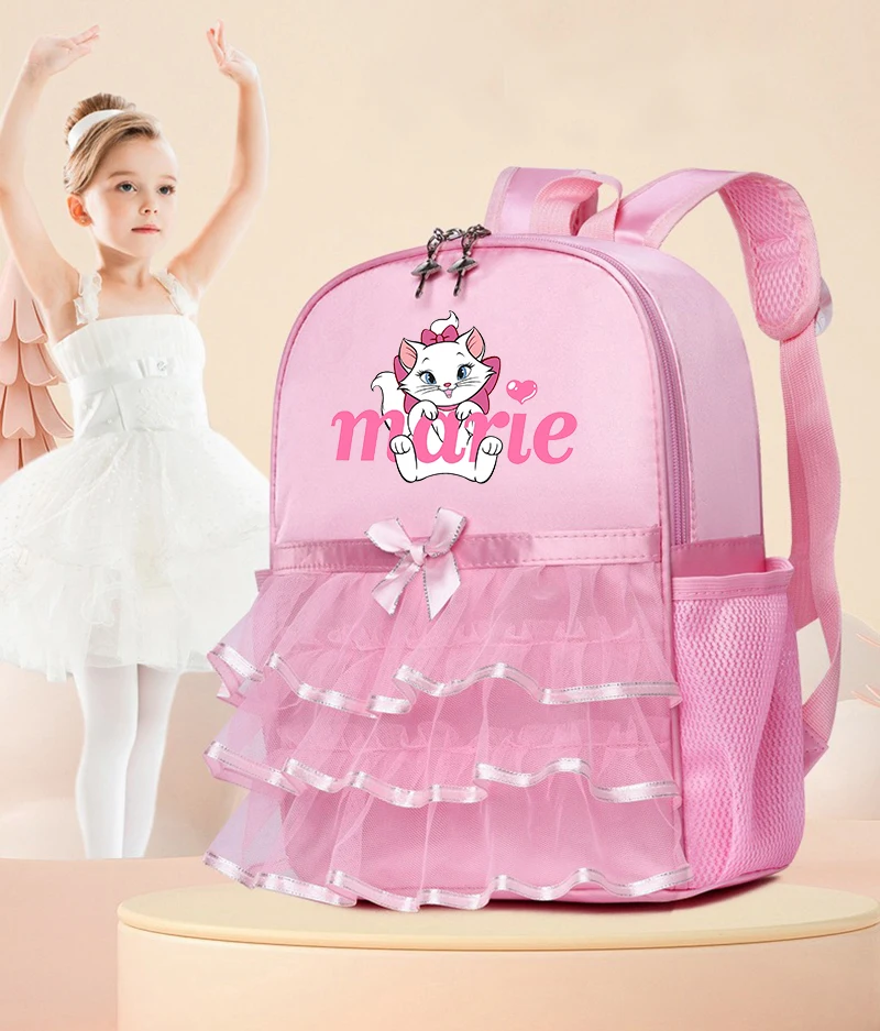 Bolsa de Ballet bonita de gato Marie para niñas, bolsa de baile para niños, bolsas de bailarina con tutú rosa, mochila escolar para bebés