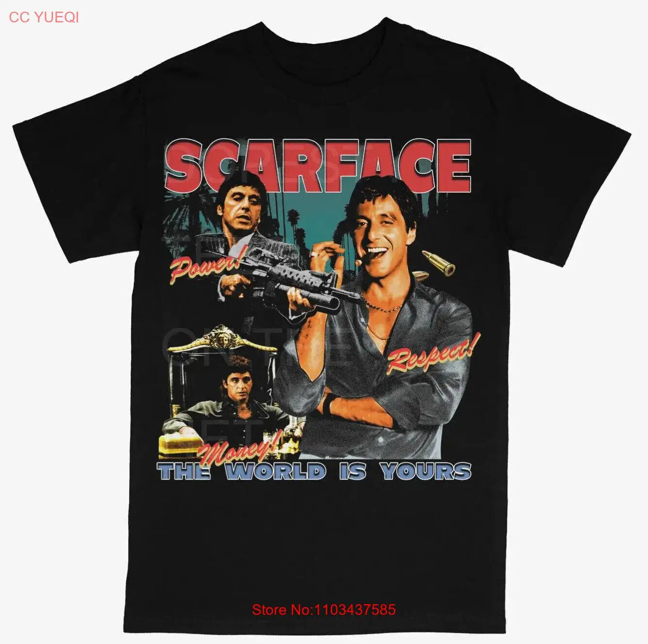 Футболка Scarface с принтом Тони Монтана, футболка с вырезом лодочкой, цвет черный