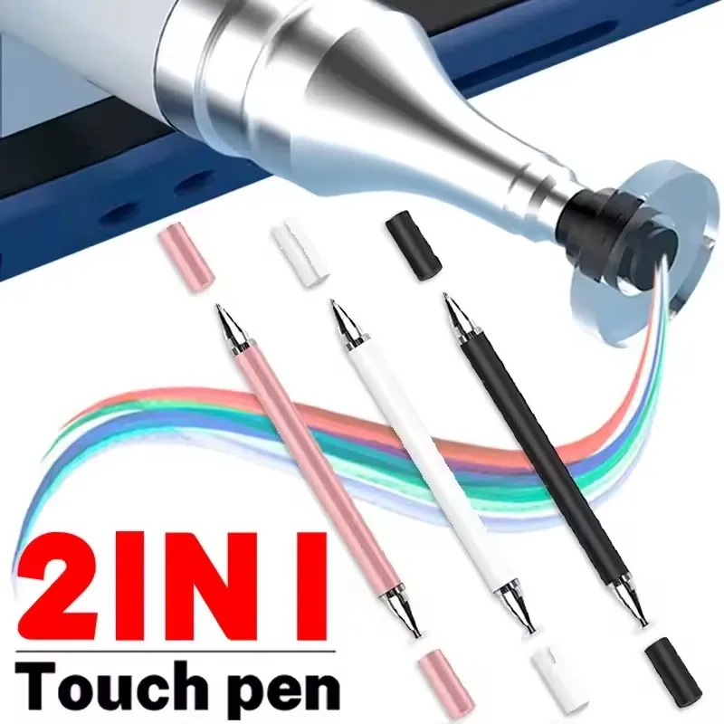 2 in 1 Capacitive Pen Suitable for Cellphone Tablet Multi-Function Touch Screen Capacitive Drawing Pen for Samsung Apple Xiaomi