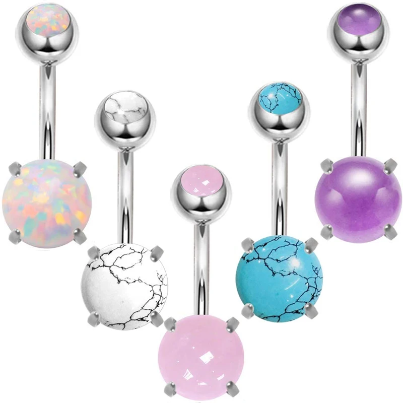 Surgical Steel Crystal Belly Button Piercing Set