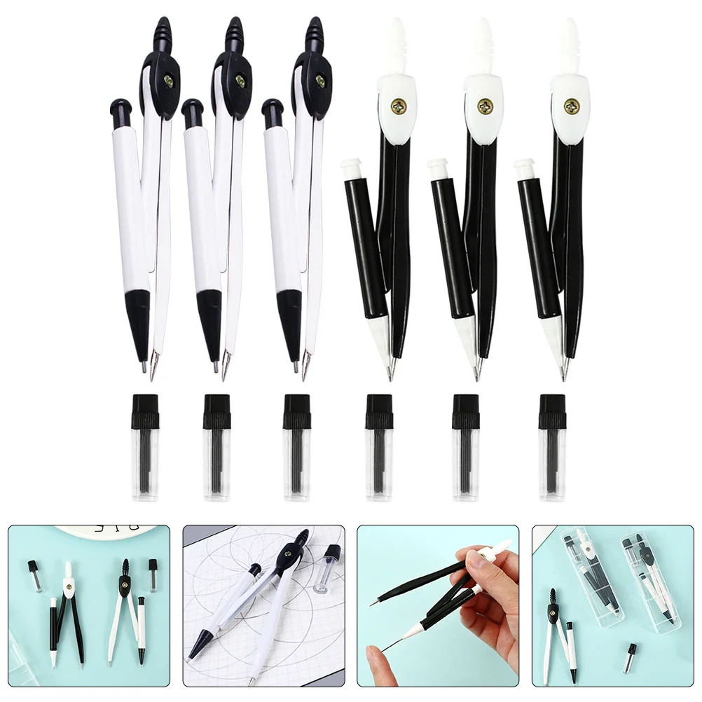 

6Sets Precision Engineering Compass Metal Drafting Circle Drawing Tools for Students Artists Compass for