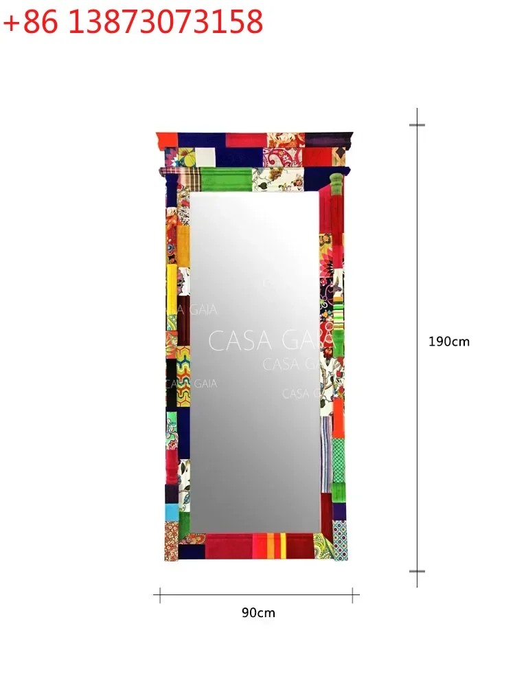 FG10European-Style Designer Model Patchwork Color Retro Mixed Floor Full-Length Mirror Decorative Shop