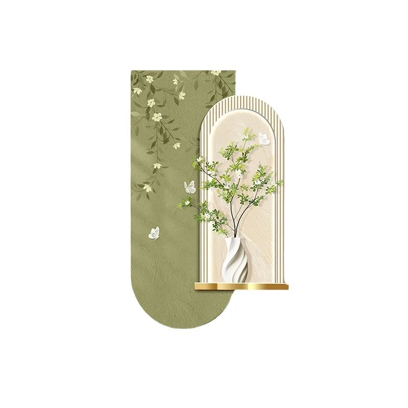 

Cream wind entrance entrance decorative painting, high-end green plant luminous wall painting