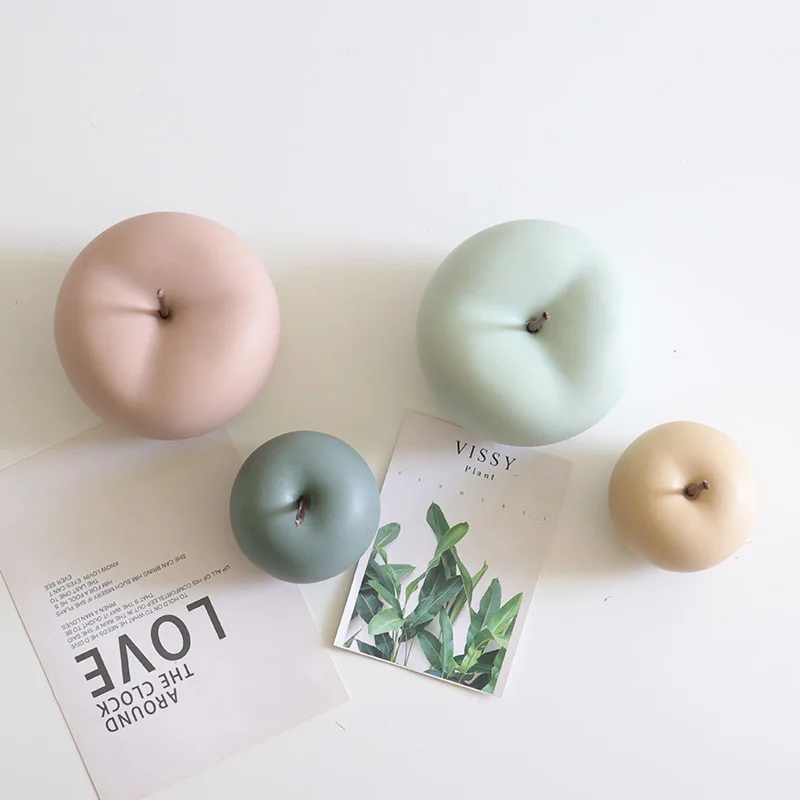 1pcs Matte Ceramic Apple Figurines Cute Handmade Fruit Statues Decor Collectible Art Tabletop Oranament Nordic Home Office Decor