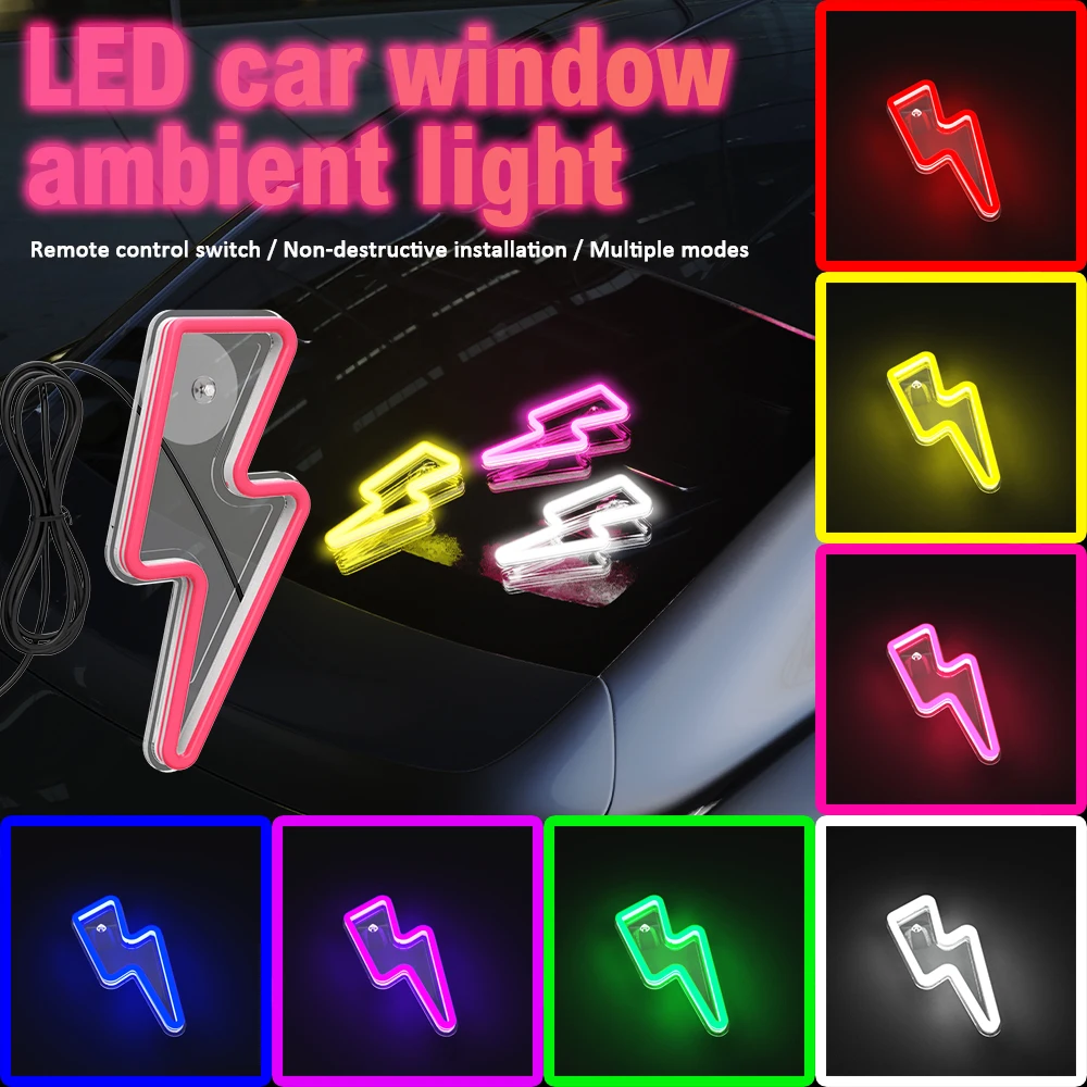 Car LED Atmosphere Creative Lightning Shaped Neon Light, USB Powered, Suitable for Game Rooms, Bedroom Decorations, Dining Bar A