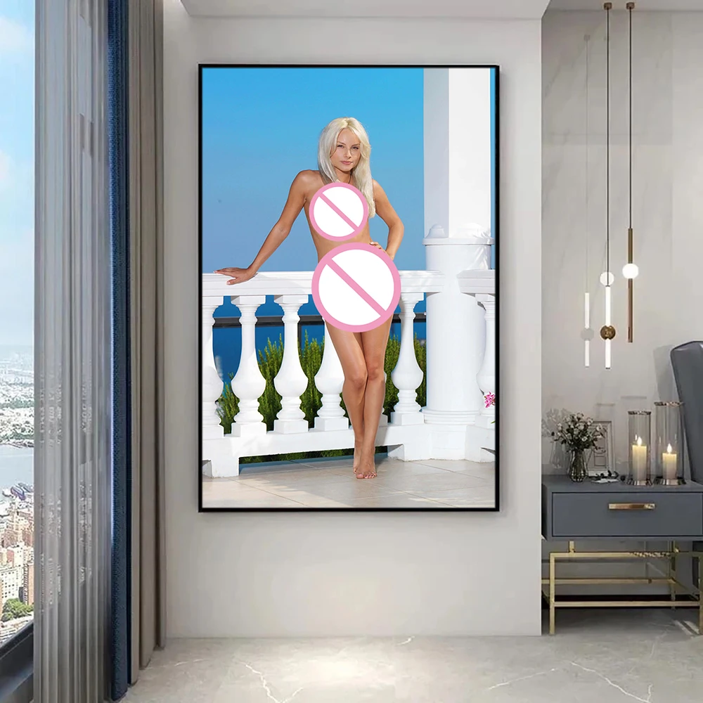 Wall Art Canvas Painting Blonde Girl Posters and Prints Pictures Room Home Decor Bedside Decoration