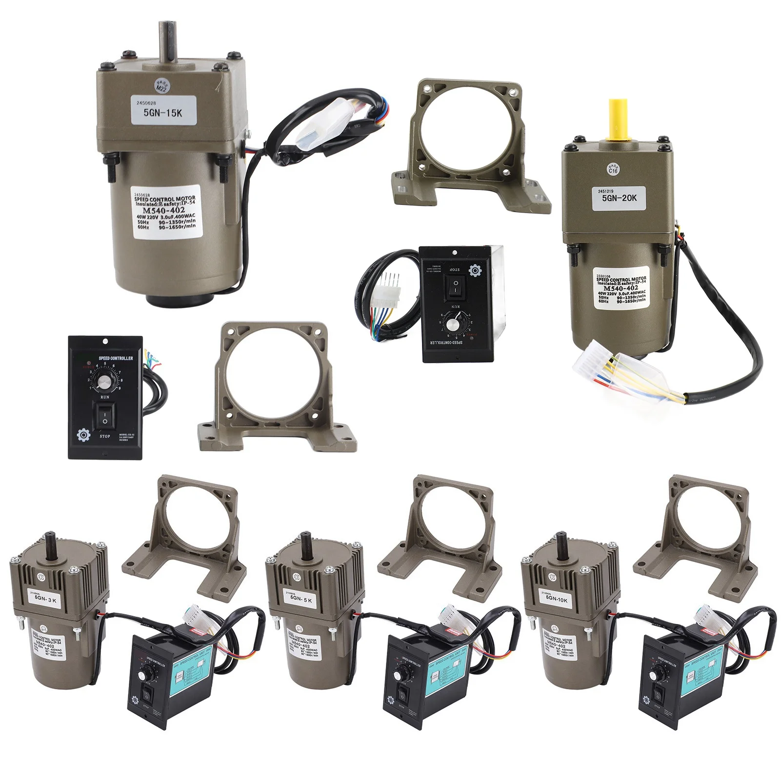 AC 40W Single Phase Asynchronous Gear Motor Deceleration Adjustable Speed Single Phase Motor AC Gear Motor Deceleration Motor