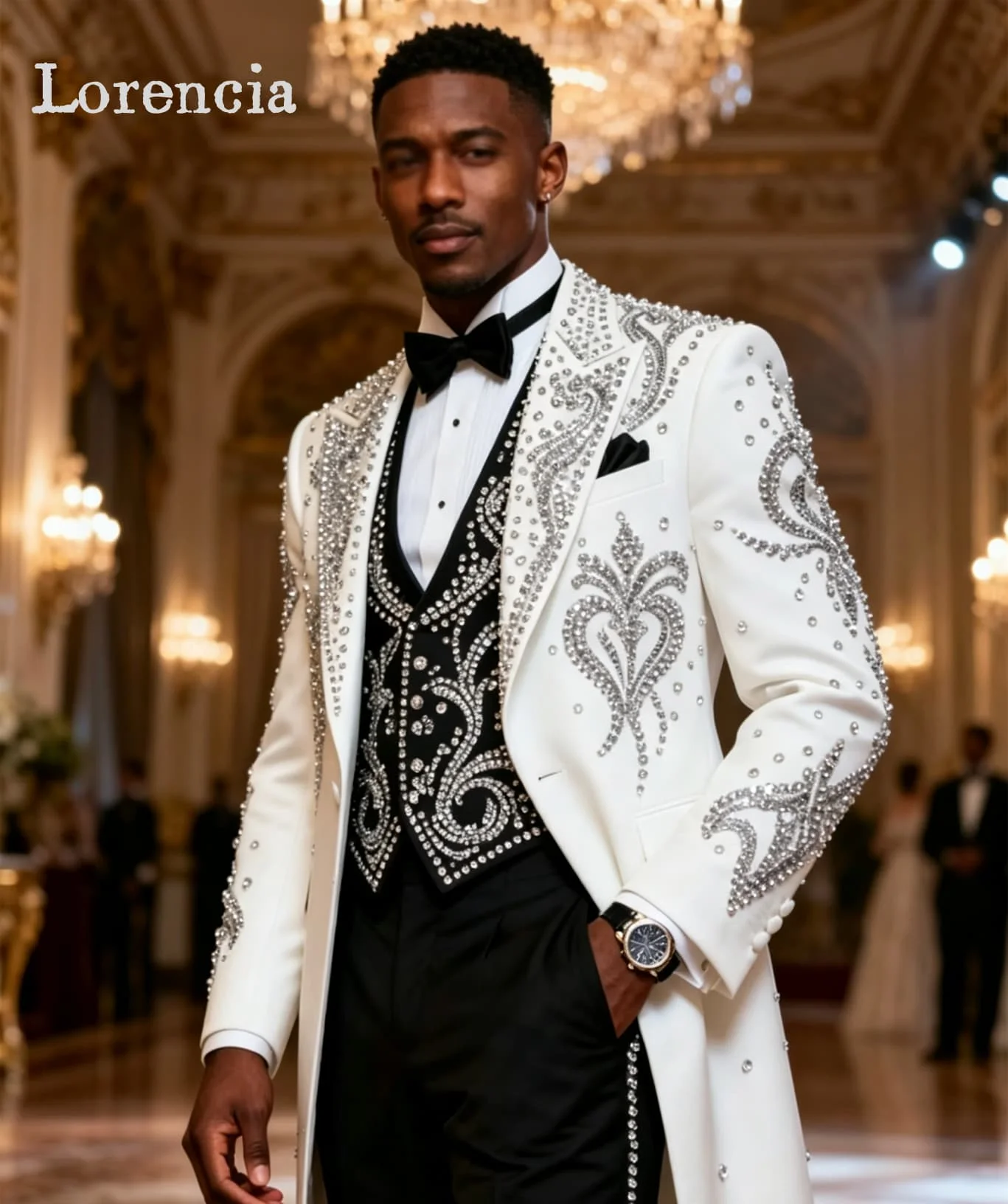 Handmade Men Suits 3 Pieces Sets High End Rhinestones Male Party Blazers Slim Fit Groom Wedding Tuxedos Ropa hombre Customized