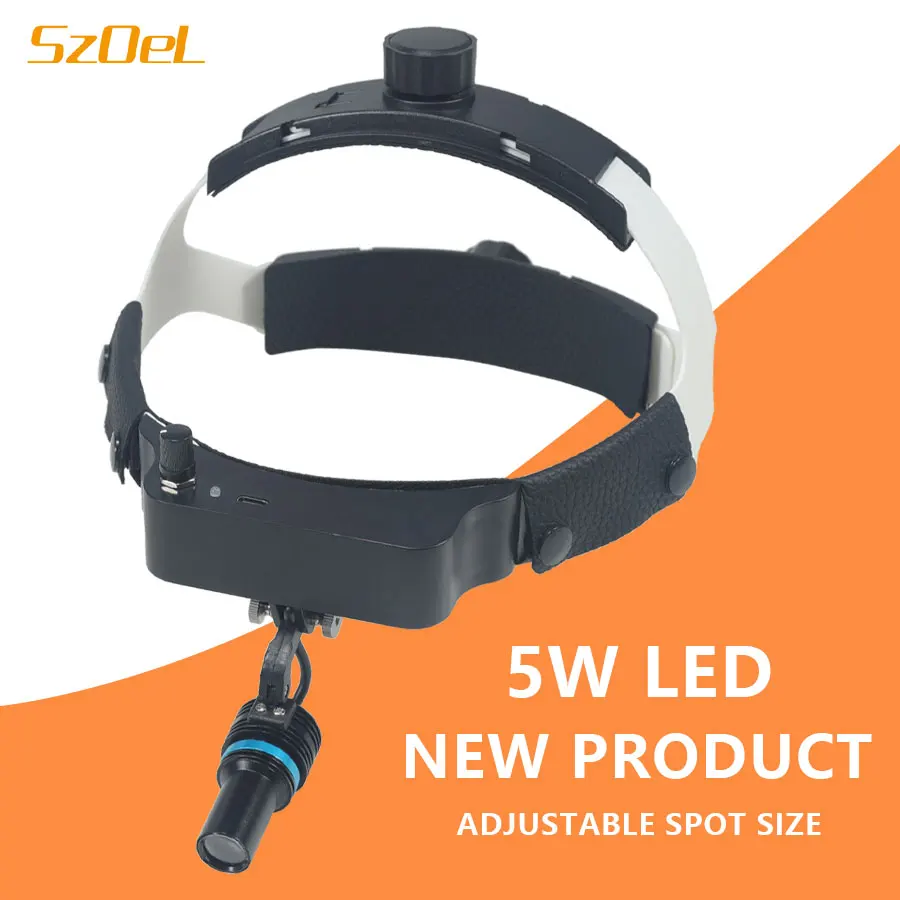 

Dental Headlamp 5W High Brightness Spotlight with Adjustable Spot Size, Suitable for Ear, Nose, Throat Surgery and Oral Surgery