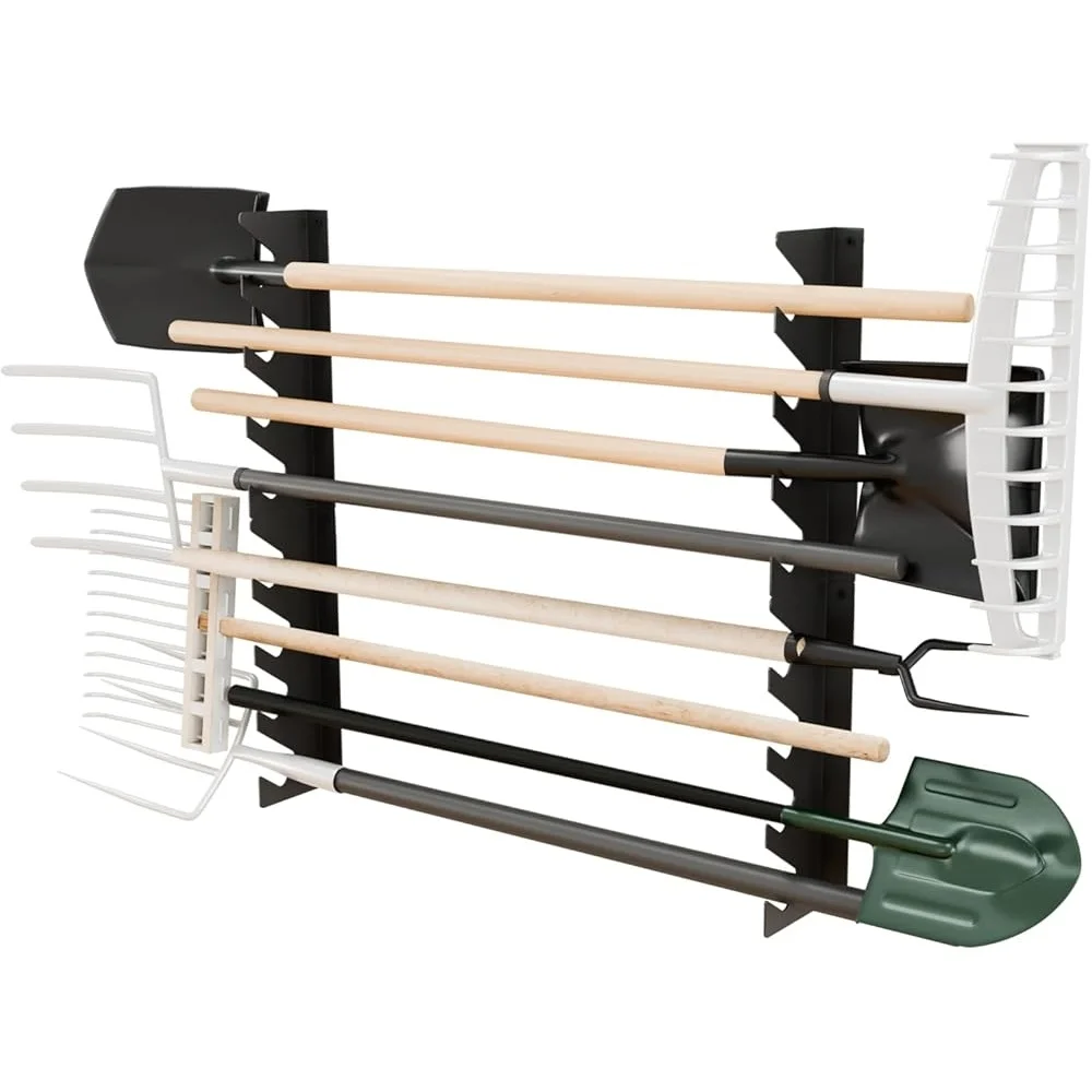 

Heavy Duty Garage Tool Organizer Wall Mount Horizontal Rack Shovels Rakes Garden Tool Storage Efficient Wall Organizer