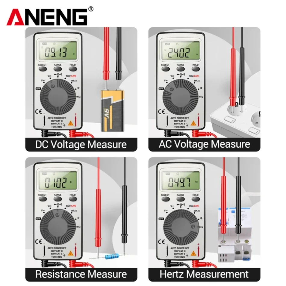 ANENG AN101 مقياس متعدد رقمي 1999 التهم التيار المتناوب/تيار مستمر جهاز قياس الجهد الكهربائي السيارات الحالية المهنية جهاز اختبار صغير أدوات كهربائي #5