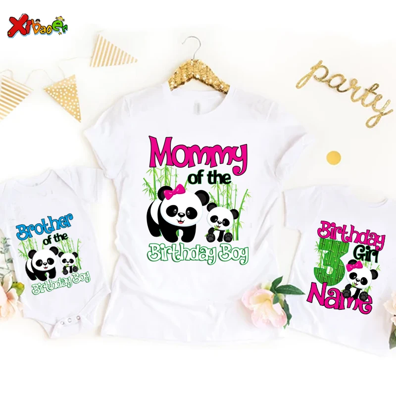 

Family Matching Outfits Panda Birthday Party Shirt Birthday Matching Family T-Shirt Outfits Personalized Name Boy Clothing