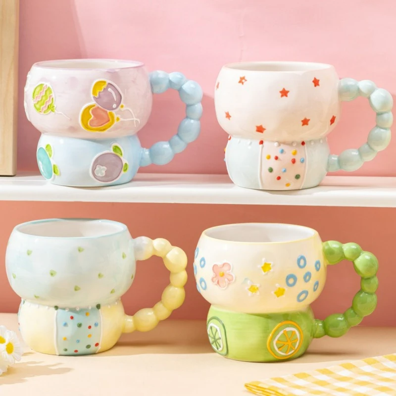 

Creative Ceramic Color Coffee Cup Household Kitchen Milk Coffee Tea Fruit Juice Oat Water Cup Accessory Drinkware Gift 2025 New