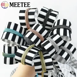 1-10M Meetee 5# Nylon Zippers Stripe Decoration Zipper Tapes Clothes Sewing Closures Cabbage Coil Ziper Roll Zip To The Meter
