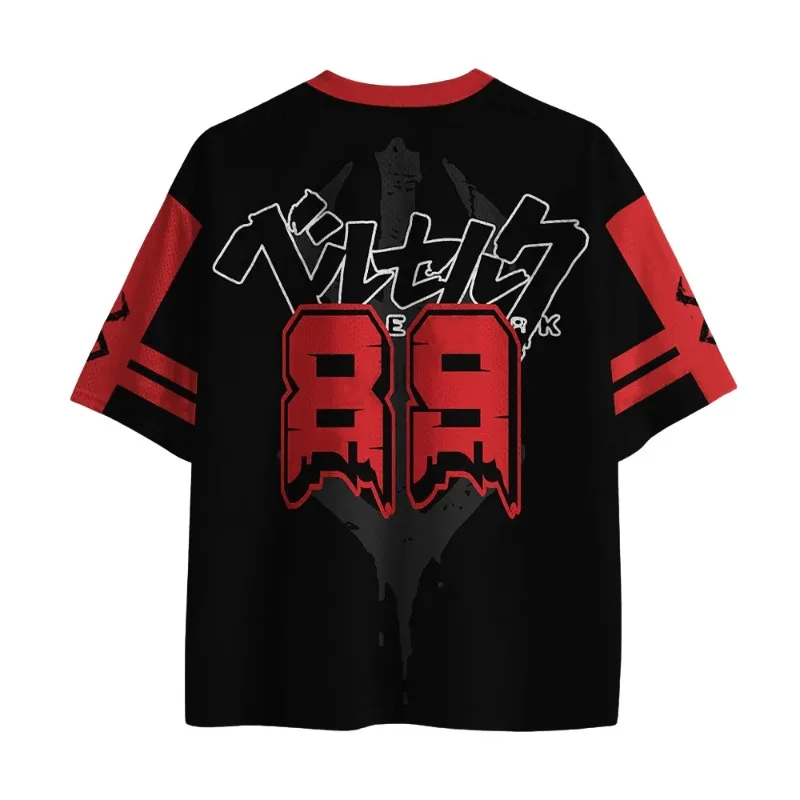 Berserk Guts Football Jersey Unisex VNeck Short Sleeve Shirt Men Women Anime Print Streetwear Hip Hop Casual Tops Manga Fans Tee