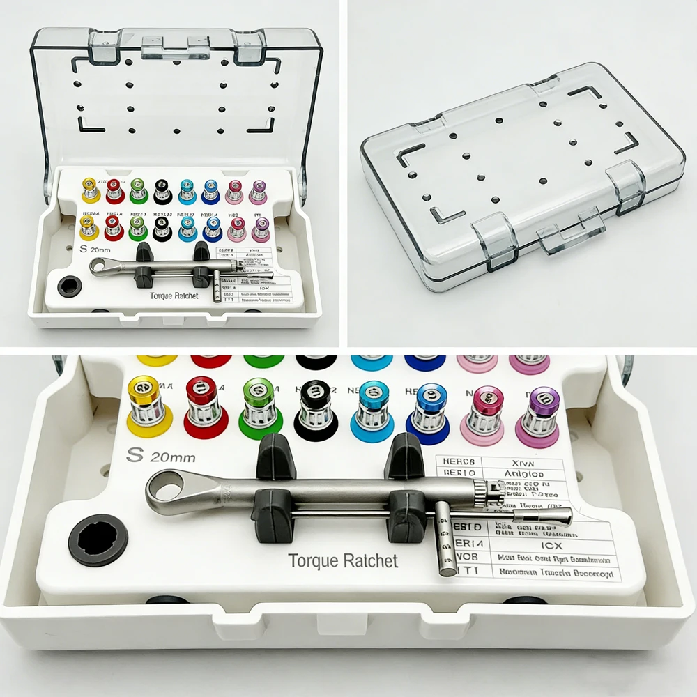 

Универсальная отвертка для зубных имплантатов, ручная отвертка с автоклавируемым футляром, динамометрический ключ, набор инструментов для протезирования для хирургии имплантата