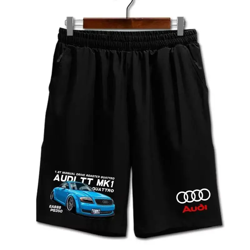 

Новые летние шорты Audi RSF1 2026 года, хит продаж, с принтом, мужские, модные, повседневные, черные, длиной до колена