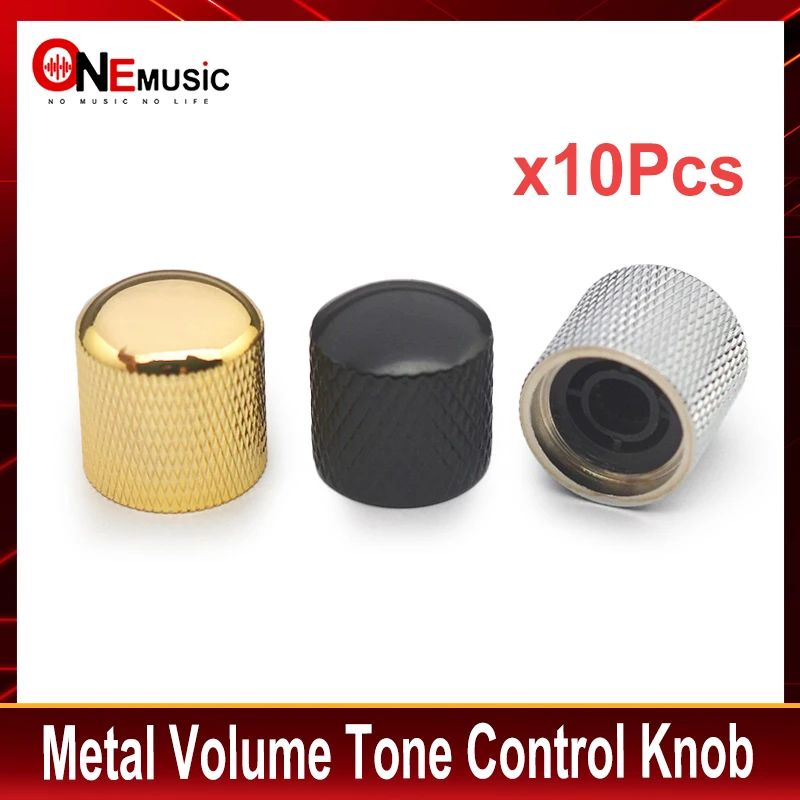 10Pcs Metal Dome Tone Tuning Knobs Volume Control Buttons for Electric Guitar Bass Diameter 18mm Chrome/Black/Gold