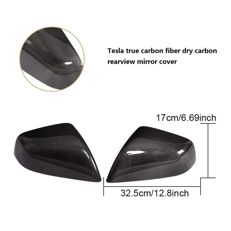 Dry Carbon Fiber Car Side Mirror Cover For Tesla Model X 2016-2020 Rear View Mirror Cover Trim Accessories,Bright Color