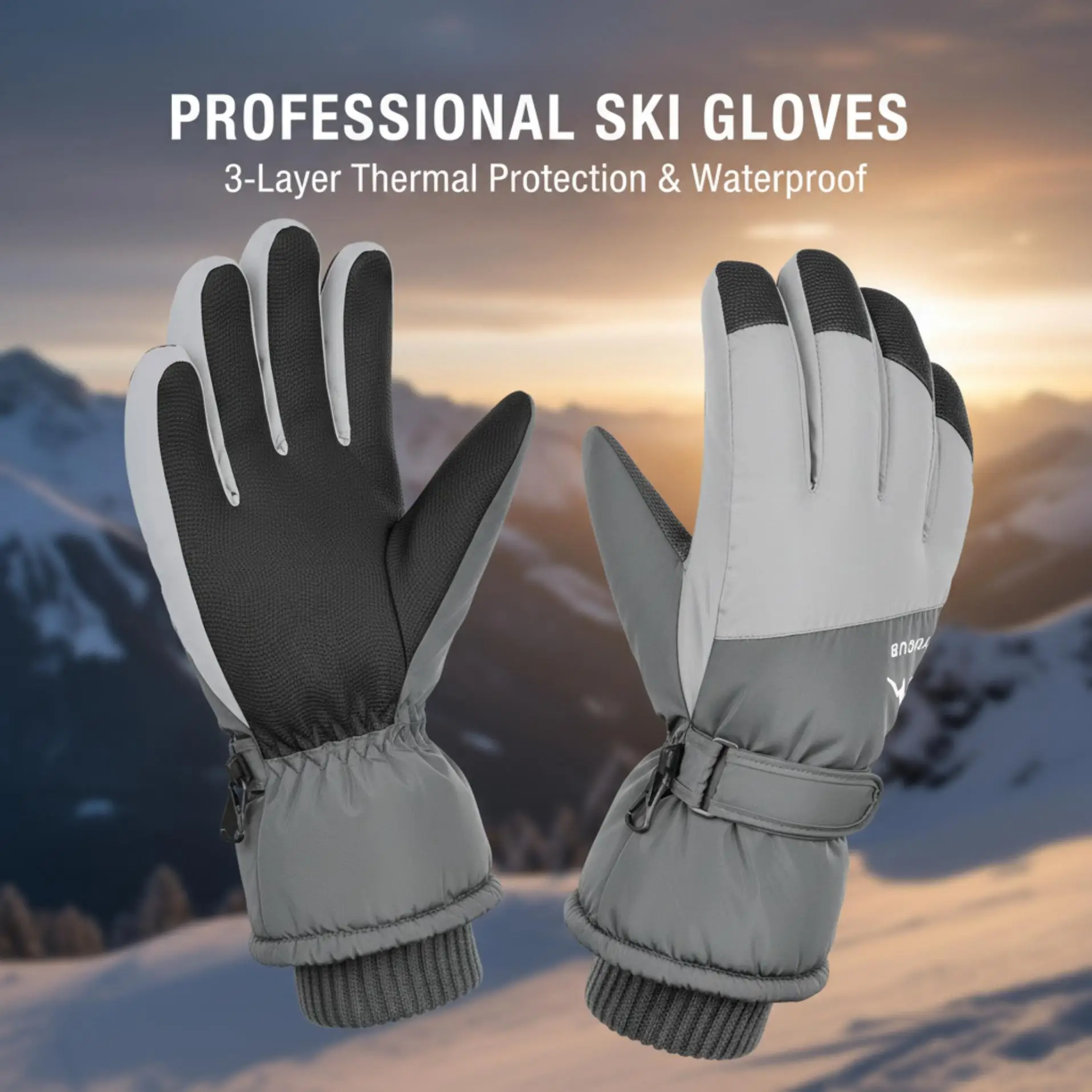 

Унисекс-перчатки для катания на лыжах с 3-слойной термозащитой, водонепроницаемые, ветрозащитные, сенсорные, с регулируемым ремешком на запястье, противоскользящие, теплые.