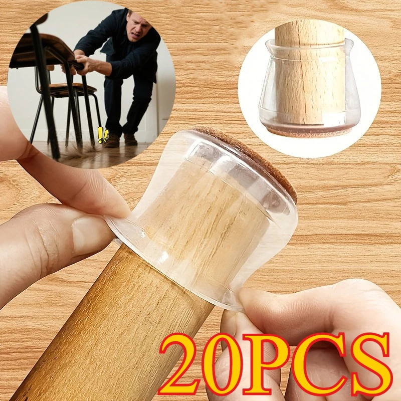 

20Pcs Silicone Chair Leg Cap Pad,Non-slip Floor Protectors for Chairs,Rubber Chair Leg Bottom Cover Pads for Hardwood Floors