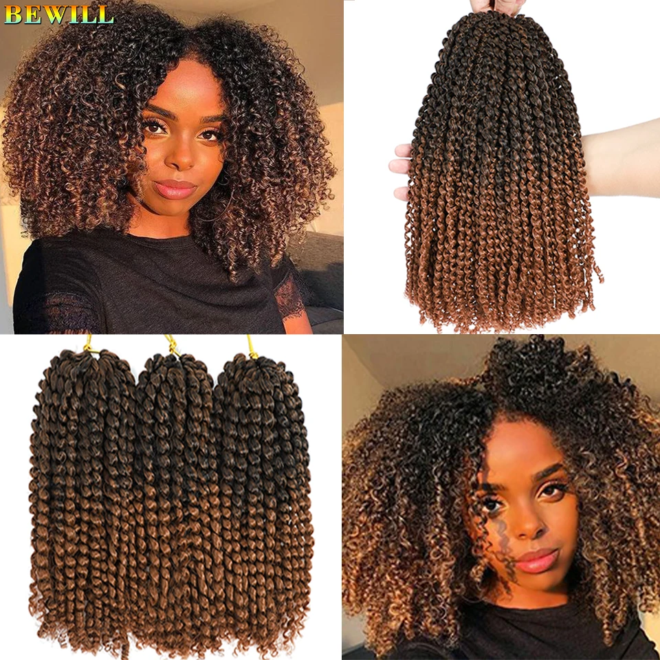 8 12 Inch Short Passion Twist Hair Marlybob Crochet Braids Hair Pre Looped Kinky Curly Synthetic Crochet Hair for Women And Kids