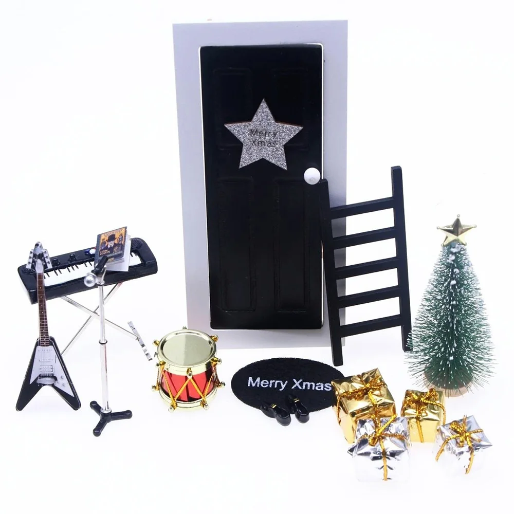 

15 Pcs DollHouse Mini Rock Instrument New Year Decoration Set Model For Children Doll House Christmas Gift