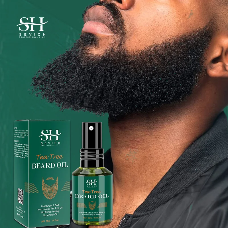 Sevich chá árvore crescimento barba óleo rápido eficaz crescimento da barba e pele limpa grosso & flexível essência de cuidados com a barba para homem 30ml