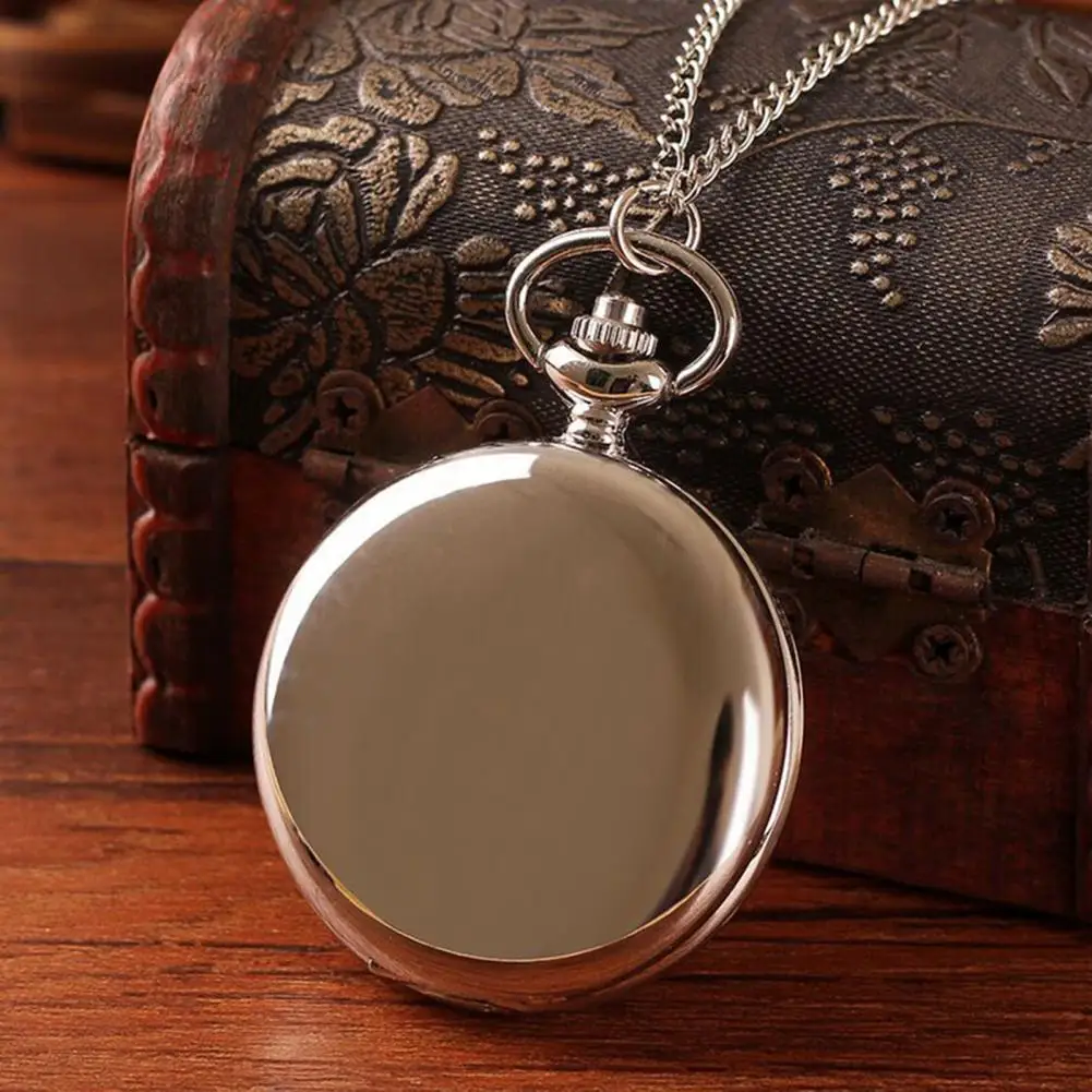 Retro Pocket Watch Men Women Vintage Mechanical Watch Alloy Smooth Round Pendant Quartz Pocket Watch with Chain Jewelry Gifts