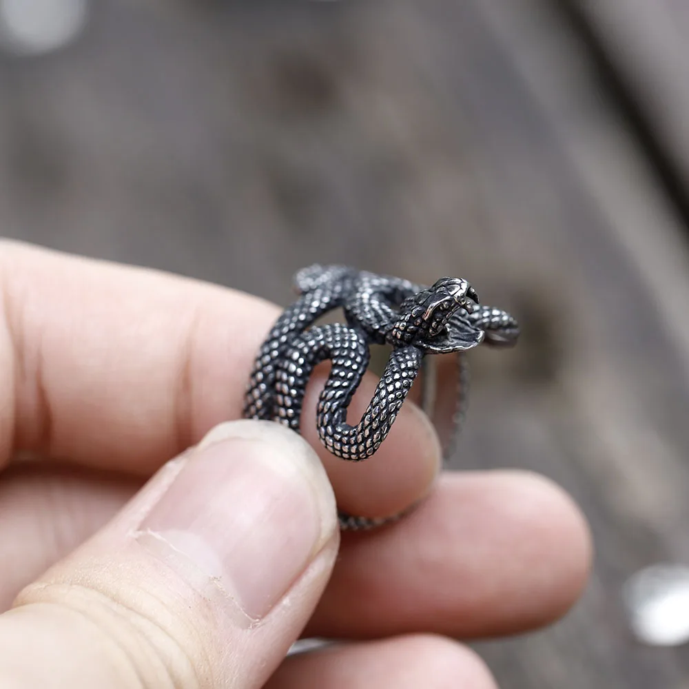 NEW Men\'s 316L stainless-steel rings Punk Fashion snake RING for teens animal Jewelry Gift free shipping