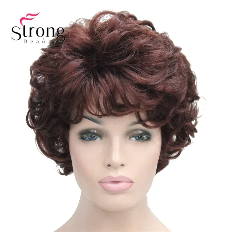 Short Soft Tousled Curls Dark Auburn Full Synthetic Wigs Women\'s Wig COLOUR CHOICES