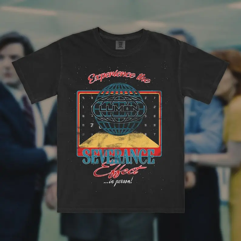 Severance, Severance Lumon Industries T-Shirt, Defiant Jazz, Woe's Hollow, Macrodata Refinement, Merch Design