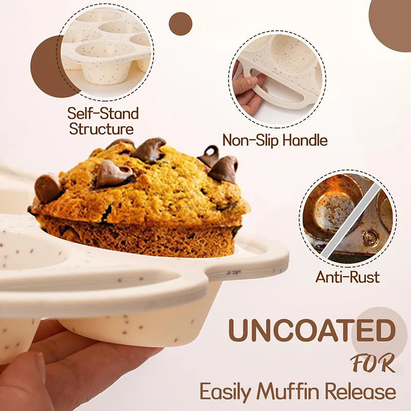 Silicone 12 Cups Muffin Pan Baking Mold With Reinforced Stainless Steel Frame Inside Non-stick Bakeware Durable Baking Mould